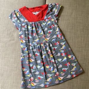 Tea Collection Red Gray Bird Dress - 8 - GUC